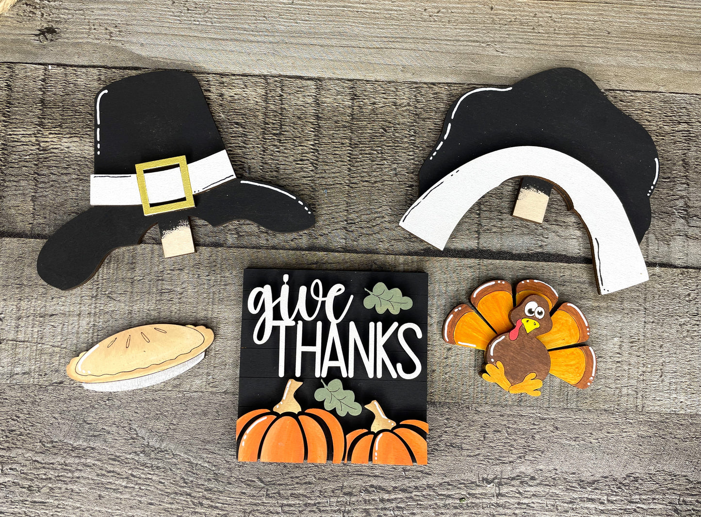 Give Thanks, Thanksgiving Insert for Interchangeable Standing Gnome, Interchangeable DIY Craft Kit, Unfinished Birch Plywood Craft Kit