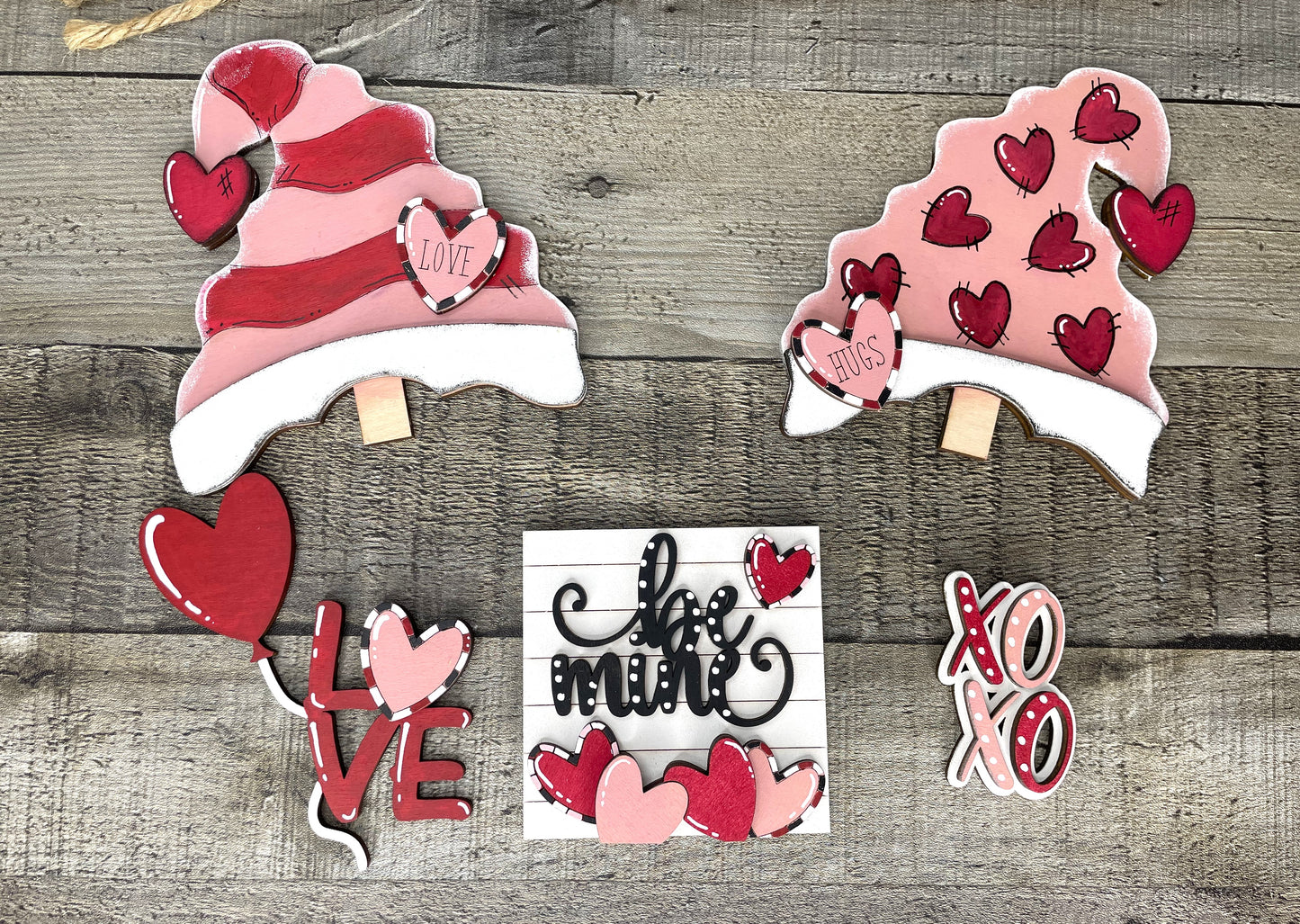 Be Mine, Valentine's Insert for Interchangeable Standing Gnome, Interchangeable DIY Craft Kit, Unfinished Birch Plywood Craft Kit