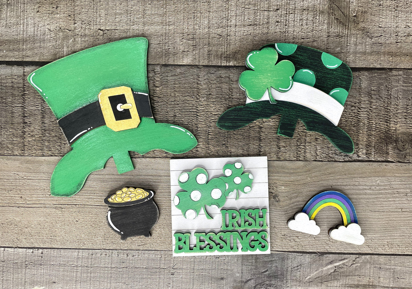 Irish Blessings, St. Patrick's Day Insert for Interchangeable Standing Gnome, Interchangeable DIY Craft Kit, Unfinished Birch Plywood Craft Kit