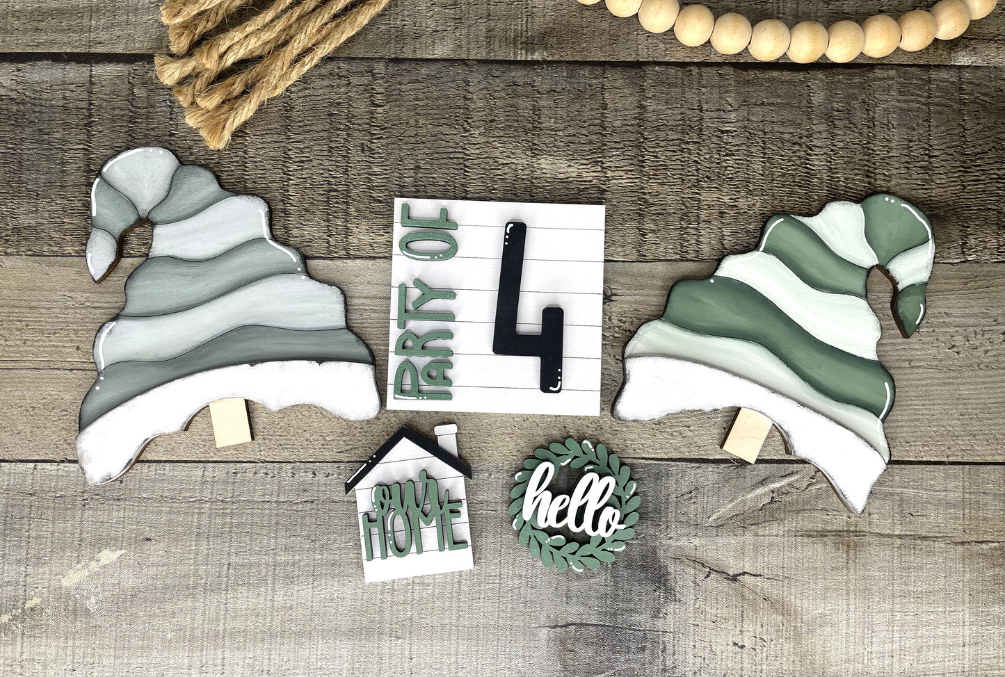 Party of, Home Insert for Interchangeable Standing Gnome, Interchangeable DIY Craft Kit, Unfinished Birch Plywood Craft Kit