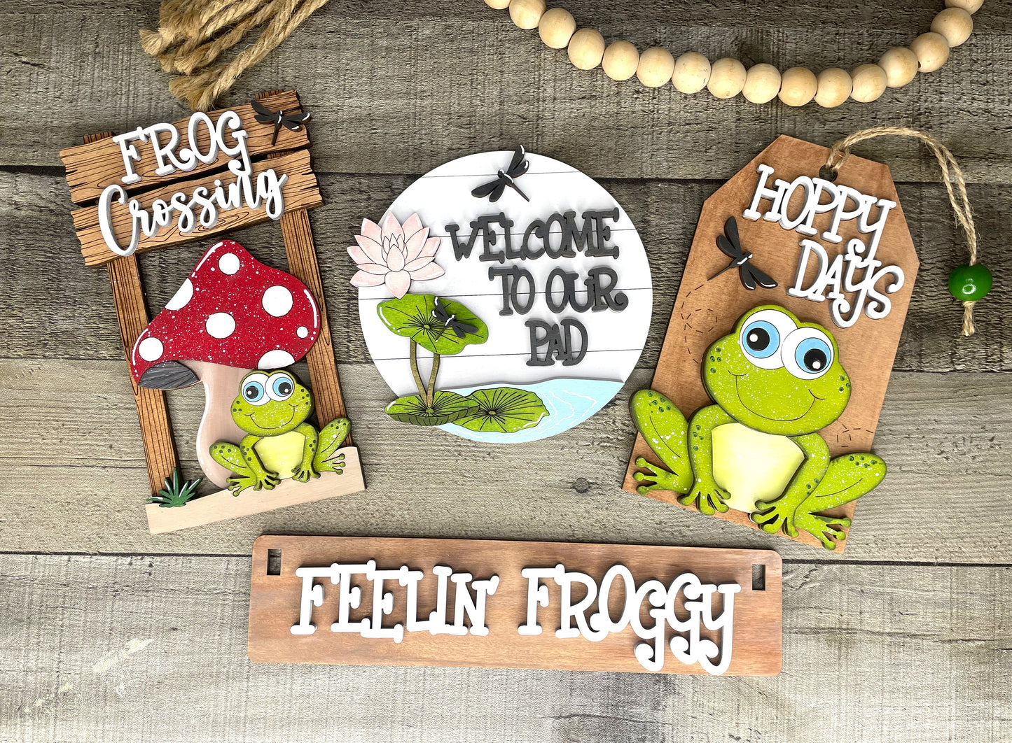 Feelin Froggy, Frog Themed DIY Craft Kit, Paint Party Craft Set, Interchangeable Decor Inserts for Wagon or House