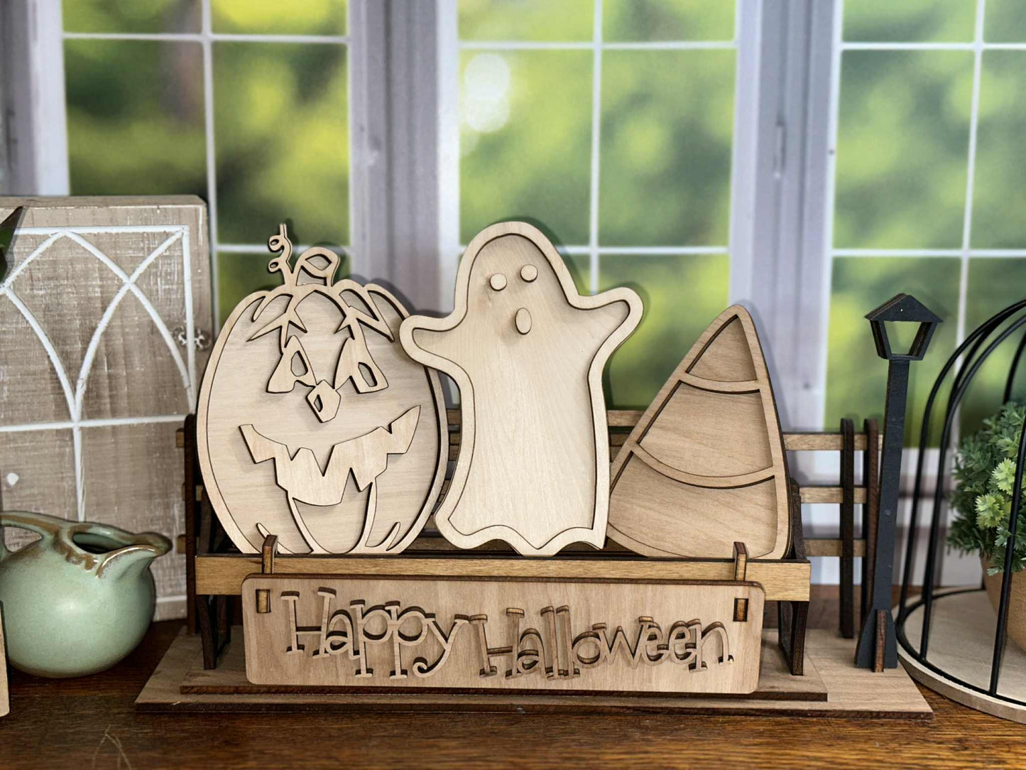 Happy Halloween Ghost DIY Craft Kit – Interchangeable Wooden Inserts