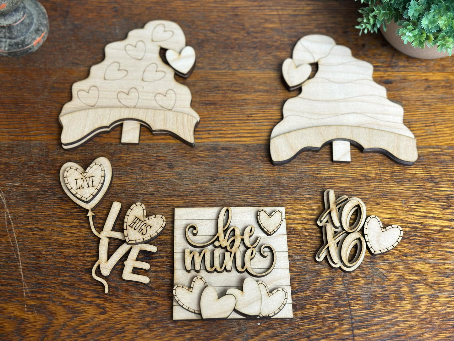 Be Mine, Valentine's Insert for Interchangeable Standing Gnome, Interchangeable DIY Craft Kit, Unfinished Birch Plywood Craft Kit