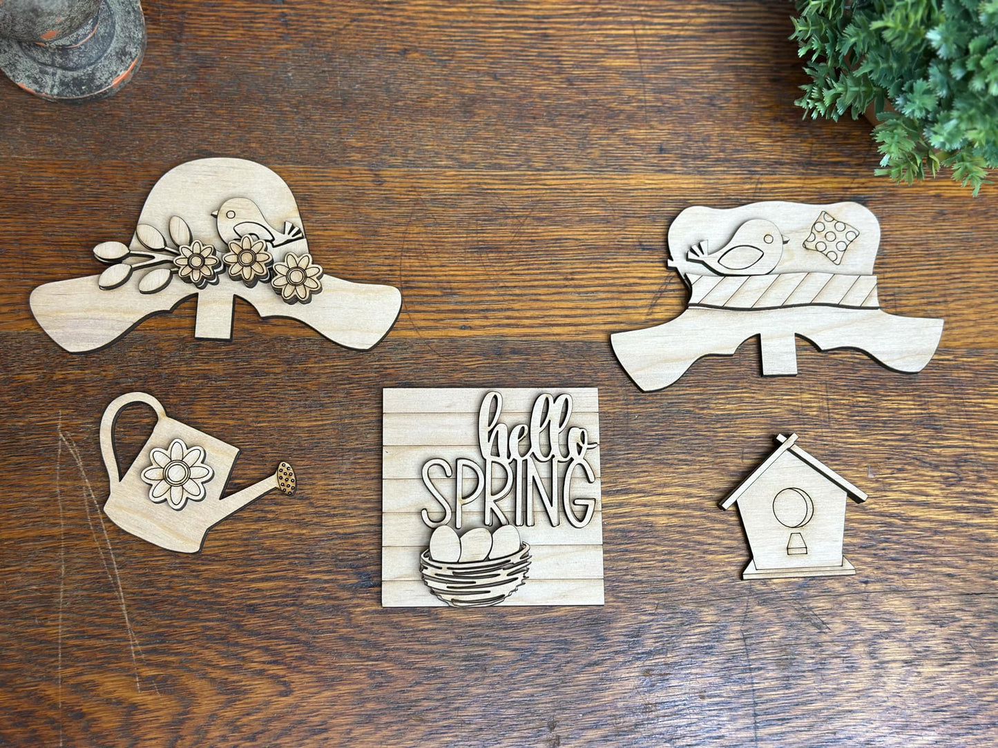 Hello Spring, Spring Insert for Interchangeable Standing Gnome, Interchangeable DIY Craft Kit, Unfinished Birch Plywood Craft Kit