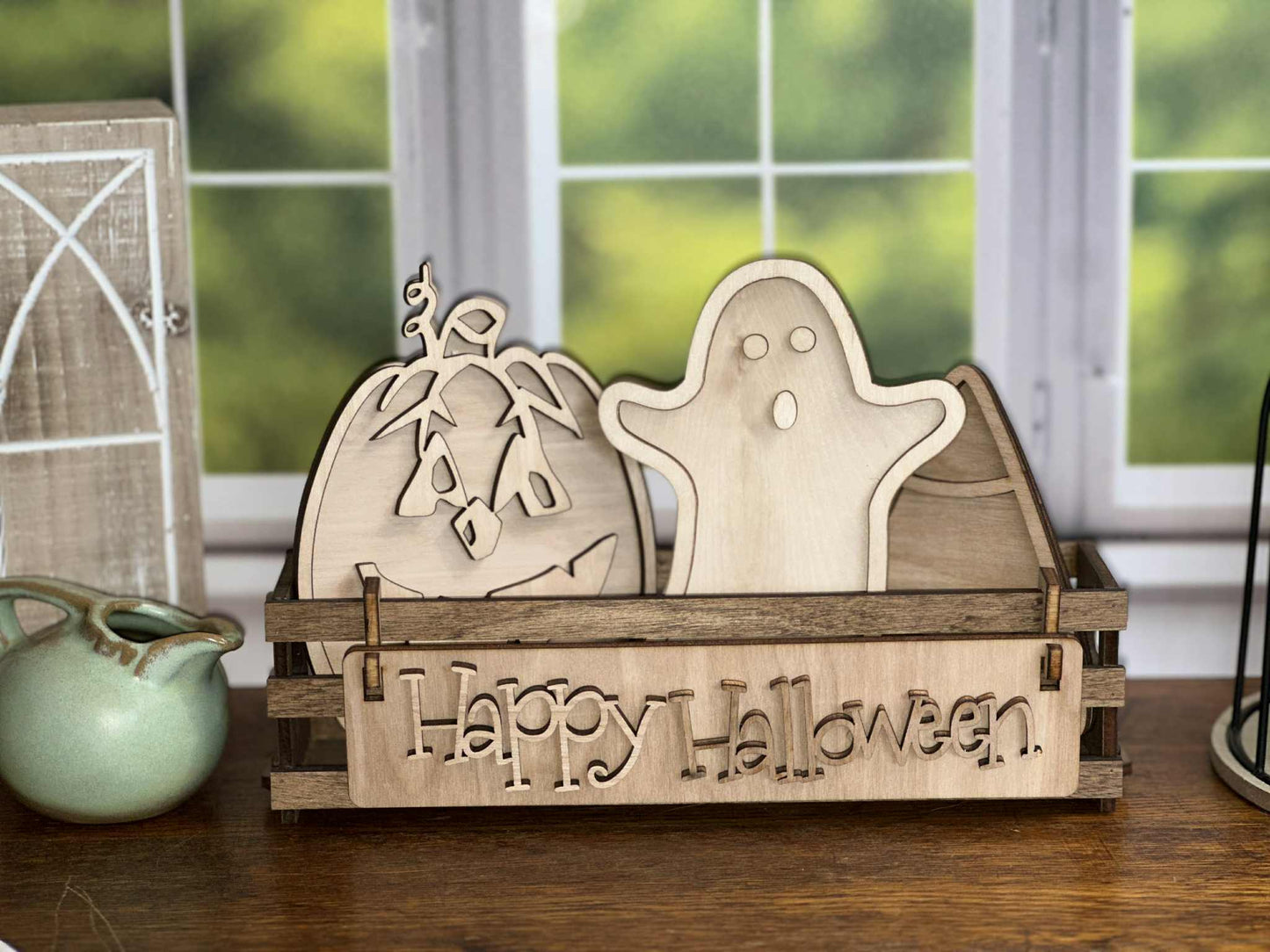 Happy Halloween Ghost DIY Craft Kit – Interchangeable Wooden Inserts
