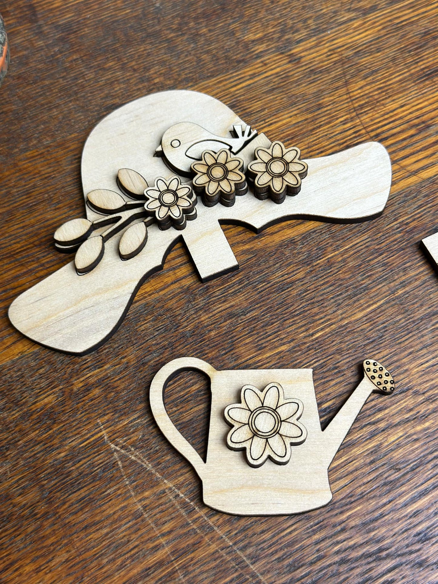 Hello Spring, Spring Insert for Interchangeable Standing Gnome, Interchangeable DIY Craft Kit, Unfinished Birch Plywood Craft Kit