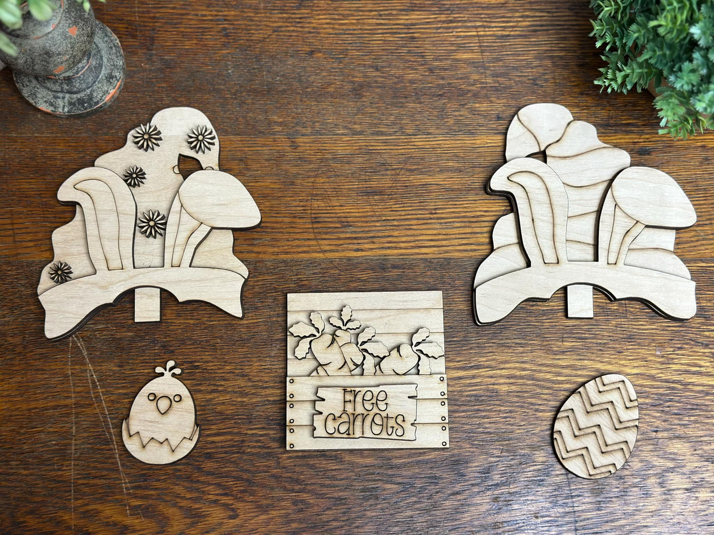 Free Carrots, Easter Insert for Interchangeable Standing Gnome, Interchangeable DIY Craft Kit, Unfinished Birch Plywood Craft Kit