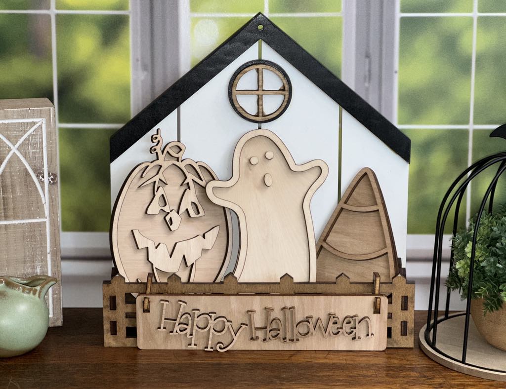 Happy Halloween Ghost DIY Craft Kit – Interchangeable Wooden Inserts