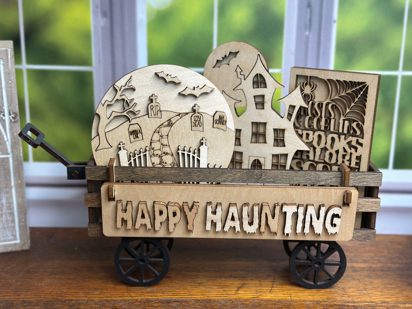 Happy Haunting DIY Craft Kit – Graveyard & Haunted House Interchangeable Halloween Wood Inserts