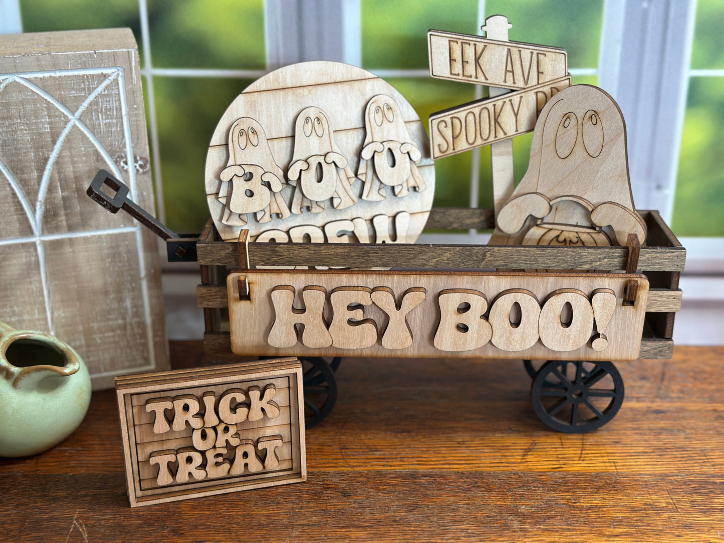 Hey Boo! DIY Halloween Ghost Craft Kit – Boo Crew Interchangeable Wooden Tiered Tray Decor
