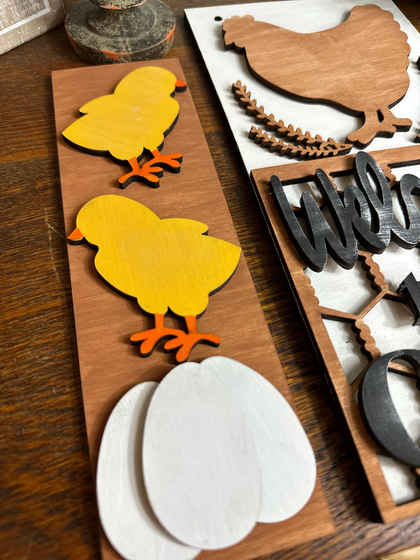 Interchangeable Chicken Themed DIY Craft Kit with Unfinished Birch or Maple Plywood Cutouts
