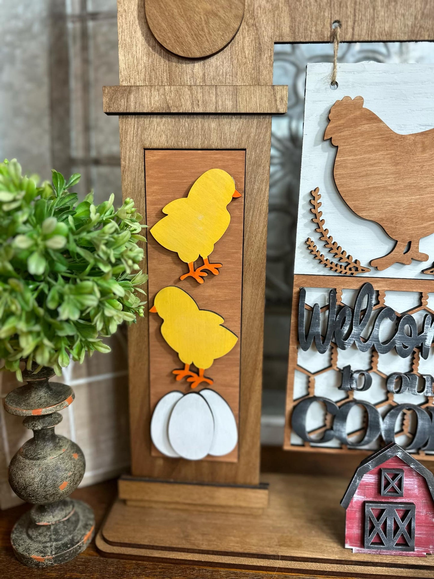 Interchangeable Chicken Themed DIY Craft Kit with Unfinished Birch or Maple Plywood Cutouts