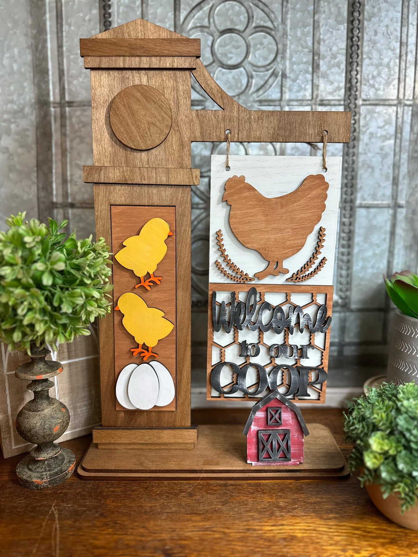 Interchangeable Chicken Themed DIY Craft Kit with Unfinished Birch or Maple Plywood Cutouts