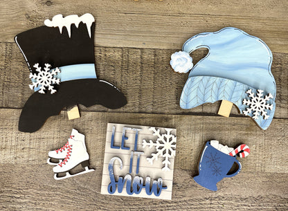 Winter Insert for Interchangeable Standing Gnome, Interchangeable DIY Craft Kit, Unfinished Birch Plywood Craft Kit