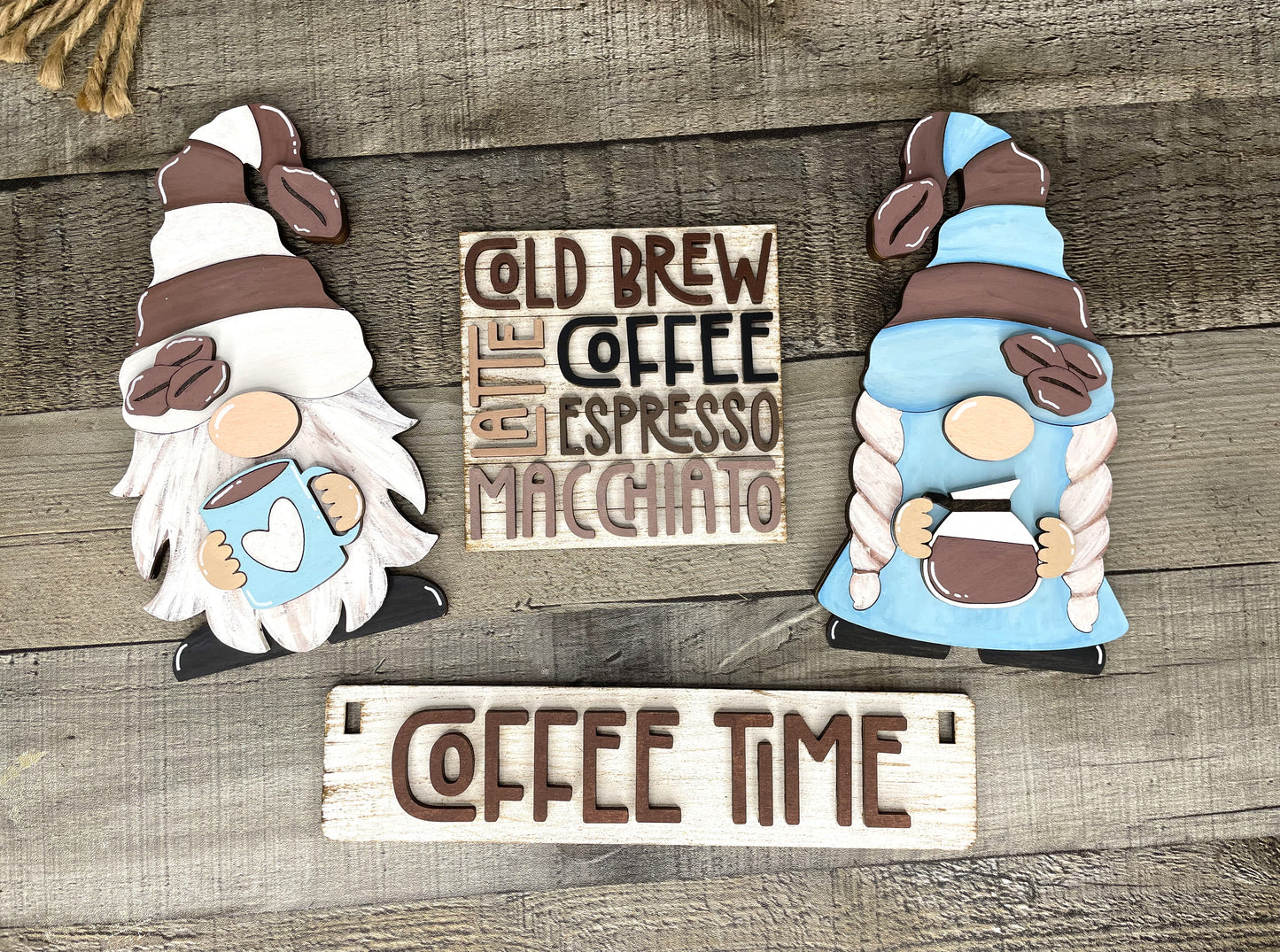 Coffee Time, Interchangeable Coffee Themed DIY Craft Kit with Unfinished Birch or Maple Plywood Cutouts