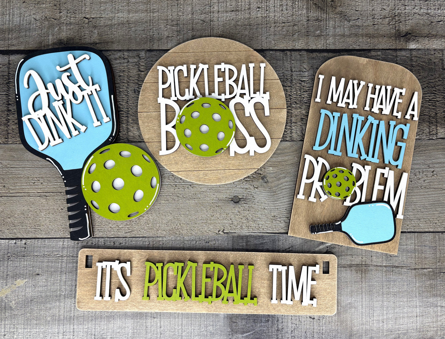 DIY Pickleball Tiered Tray Decor Kit – Interchangeable Wooden Craft Set with Paint & Supplies