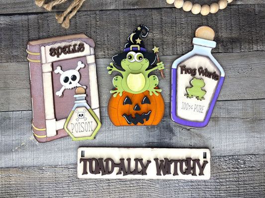 Toad-ally Witchy DIY Halloween Craft Kit – Interchangeable Frog, Potions & Spellbook Wood Inserts