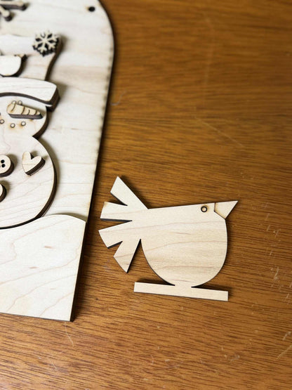 Winter Snowman DIY Craft Kit | Interchangeable Winter Insert | Paint Your Own Wooden Snowman Decor | Free Time Treasures