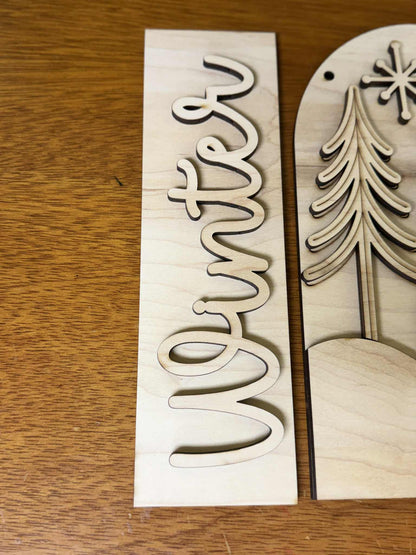 Winter Snowman DIY Craft Kit | Interchangeable Winter Insert | Paint Your Own Wooden Snowman Decor | Free Time Treasures