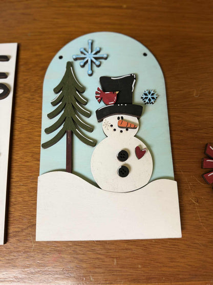 Winter Snowman DIY Craft Kit | Interchangeable Winter Insert | Paint Your Own Wooden Snowman Decor | Free Time Treasures