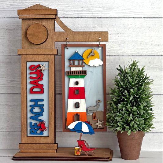 Beach Days Interchangeable Sign – Lighthouse & Beach Scene DIY Craft Kit