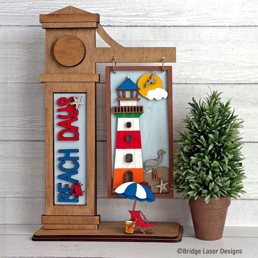 Beach Days Interchangeable Sign – Lighthouse & Beach Scene DIY Craft Kit