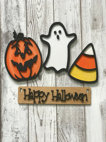 Happy Halloween Ghost DIY Craft Kit – Interchangeable Wooden Inserts