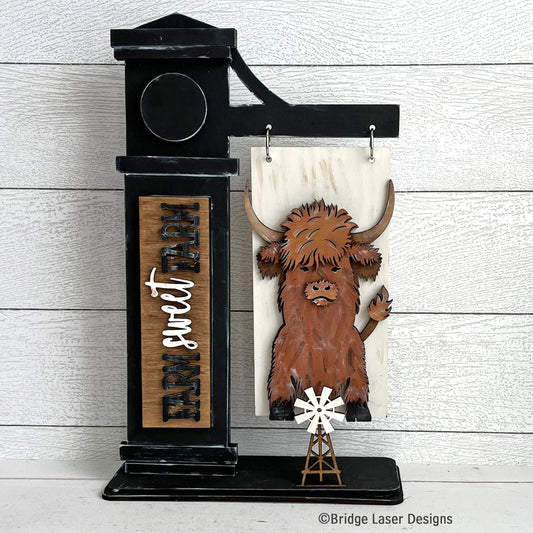 Interchangeable Highland Cow Themed DIY Craft Kit with Unfinished Birch or Maple Plywood Cutouts