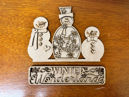 Winter Wonderland DIY Snowman Family Quick Kit – Laser-Cut MDF Craft