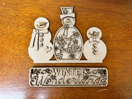 Winter Wonderland DIY Snowman Family Quick Kit – Laser-Cut MDF Craft