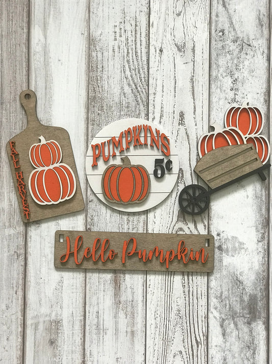 Hello Pumpkin, DIY Wooden Craft Kit, Pumpkin Themed Art Project, Paint and Decorate Wood Set