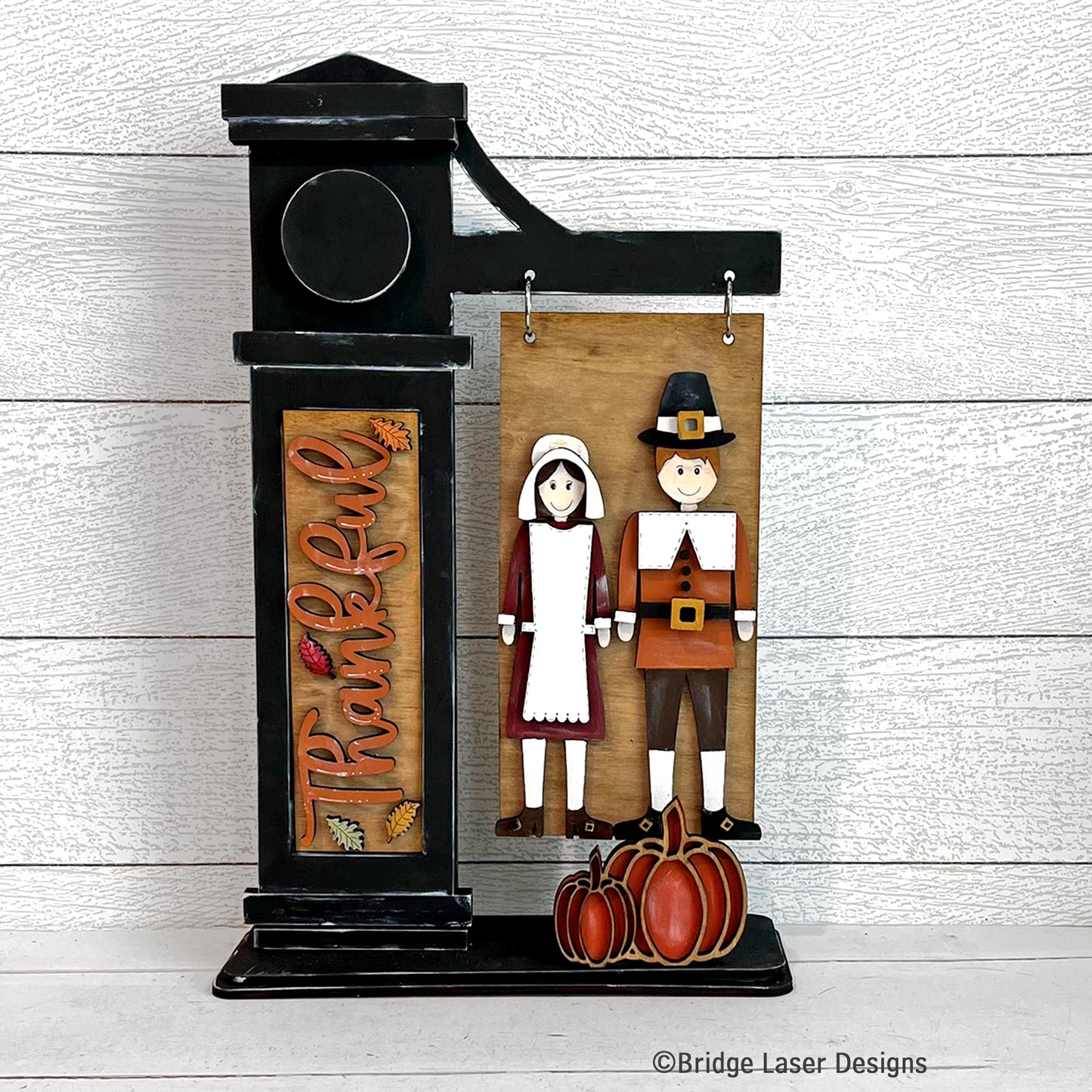 Interchangeable Thanksgiving Pilgram Themed DIY Craft Kit with Unfinished Birch or Maple Plywood Cutouts