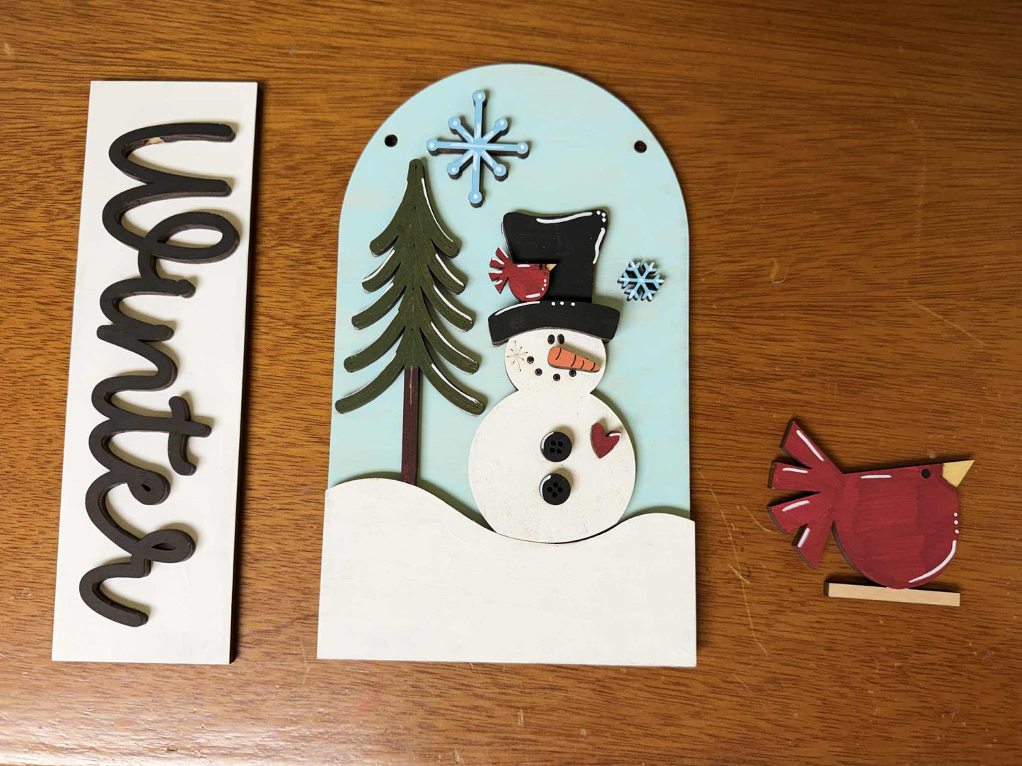 Winter Snowman DIY Craft Kit | Interchangeable Winter Insert | Paint Your Own Wooden Snowman Decor | Free Time Treasures
