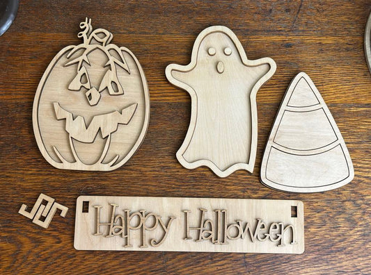 Happy Halloween Ghost DIY Craft Kit – Interchangeable Wooden Inserts