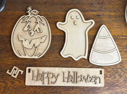 Happy Halloween Ghost DIY Craft Kit – Interchangeable Wooden Inserts