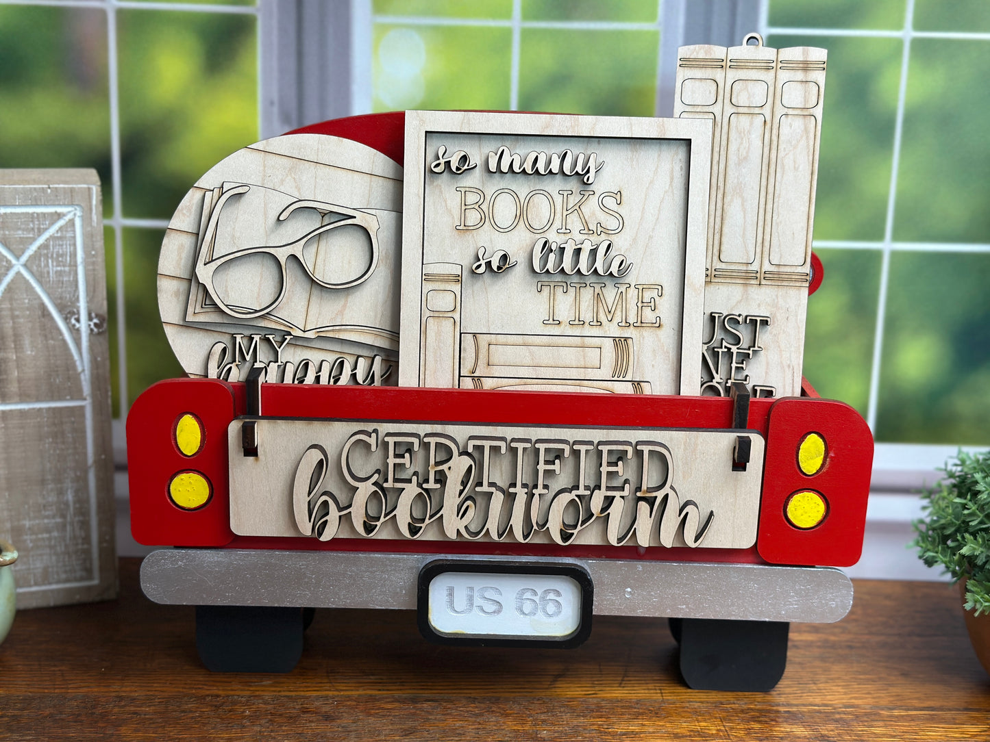 Certified Bookworm, Book Lover, Interchangeable Book Themed DIY Craft Kit with Unfinished Birch or Maple Plywood Cutouts