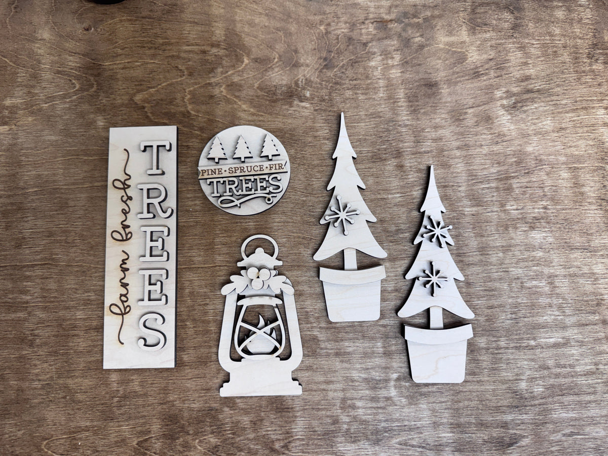 Unfinished Farm Fresh Trees interchangeable door insert craft kit by Free Time Treasures