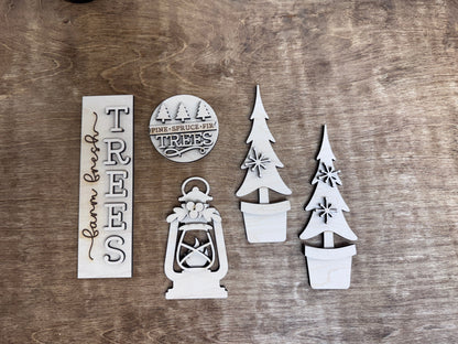 Unfinished Farm Fresh Trees interchangeable door insert craft kit by Free Time Treasures