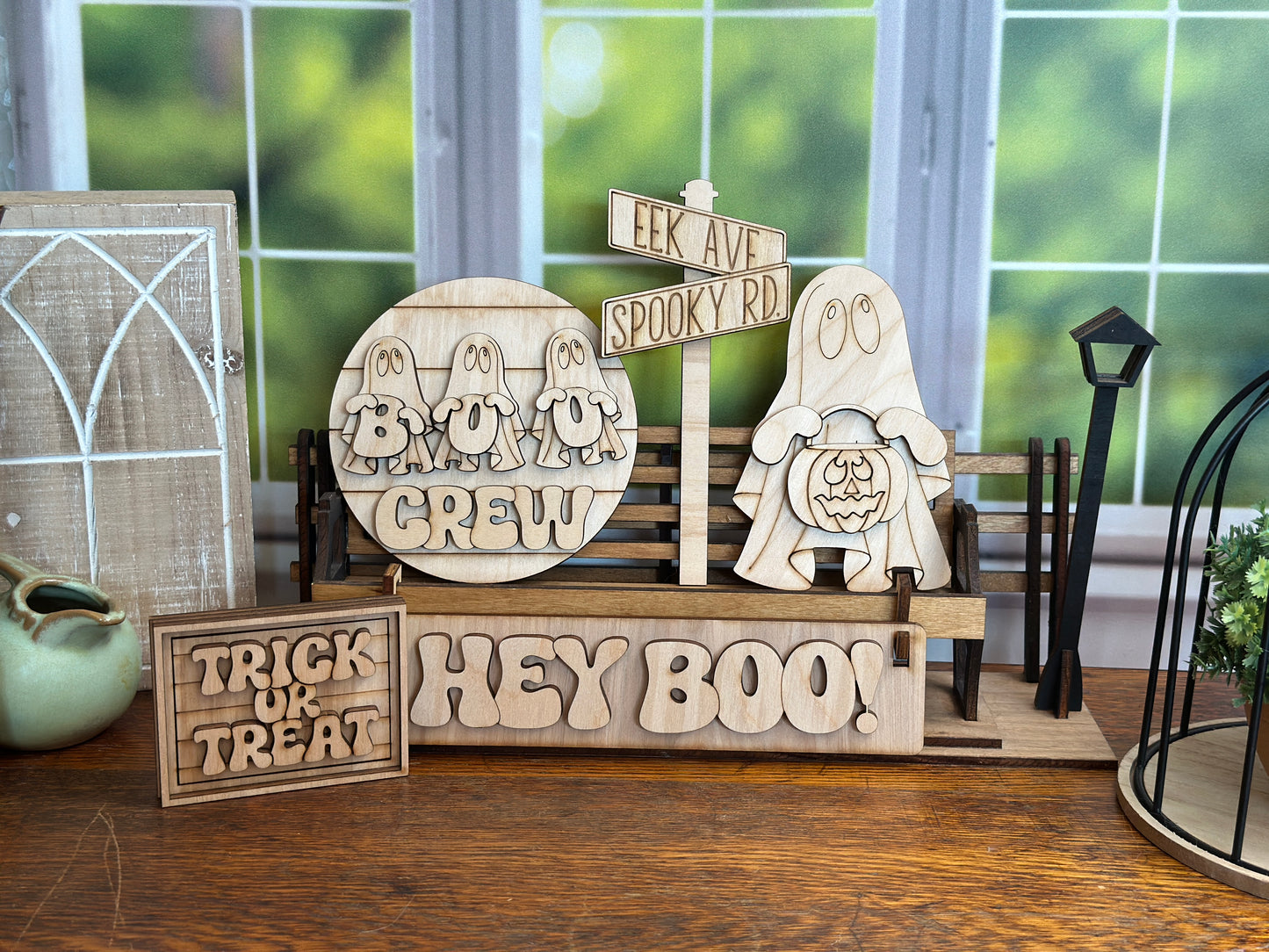 Hey Boo! DIY Halloween Ghost Craft Kit – Boo Crew Interchangeable Wooden Tiered Tray Decor