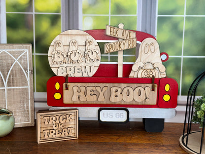 Hey Boo! DIY Halloween Ghost Craft Kit – Boo Crew Interchangeable Wooden Tiered Tray Decor