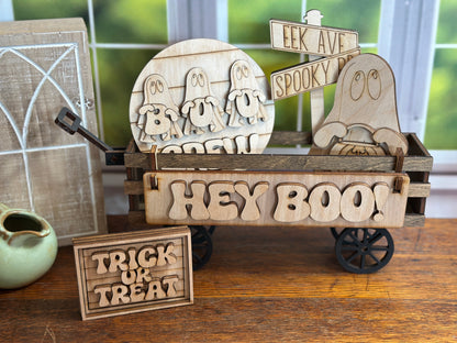 Hey Boo! DIY Halloween Ghost Craft Kit – Boo Crew Interchangeable Wooden Tiered Tray Decor